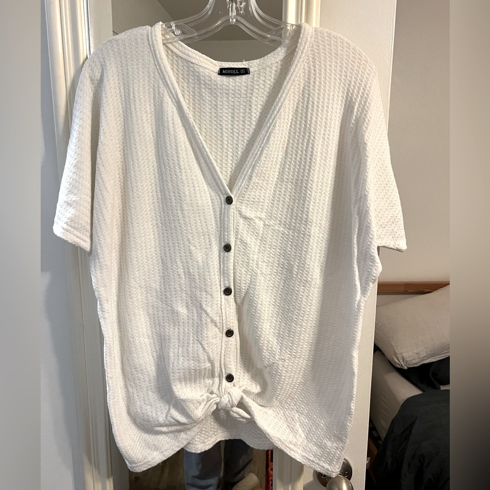 Waffle short sleeve oversized top